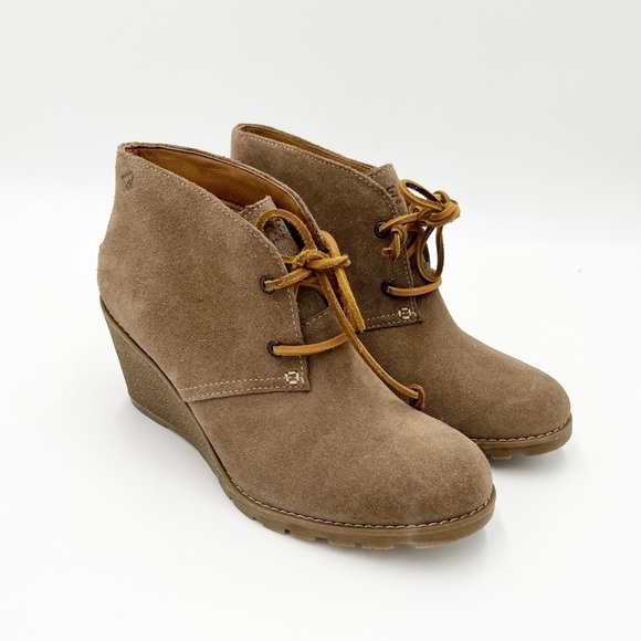 Sperry Topsider Stella Prow Leather Closed Toe Ankle Wedge Boots 8 - Picture 1 of 7